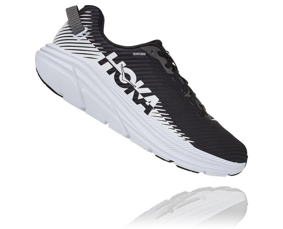 Running Shoes Mens - Hoka One One Rincon 2 - Black/White - GQJONYU-58